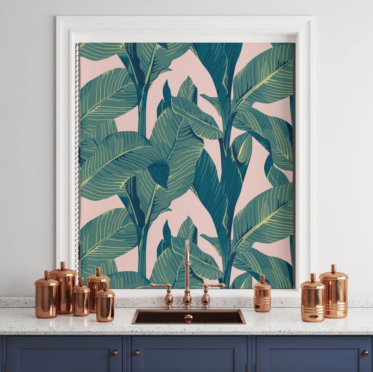 Green Banana Leaf Roller Blinds - Roller Shade Creative