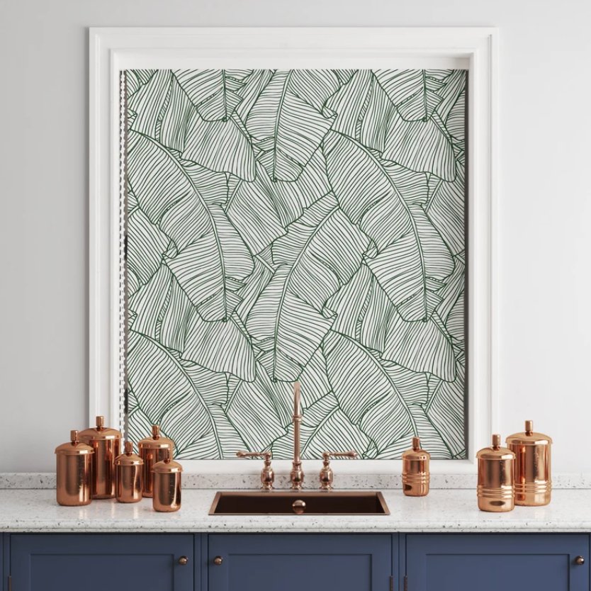 Green Banana Leaves Roller Blinds - Roller Shade Creative