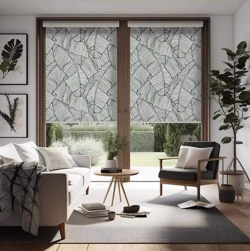 Green Banana Leaves Roller Blinds - Roller Shade Creative