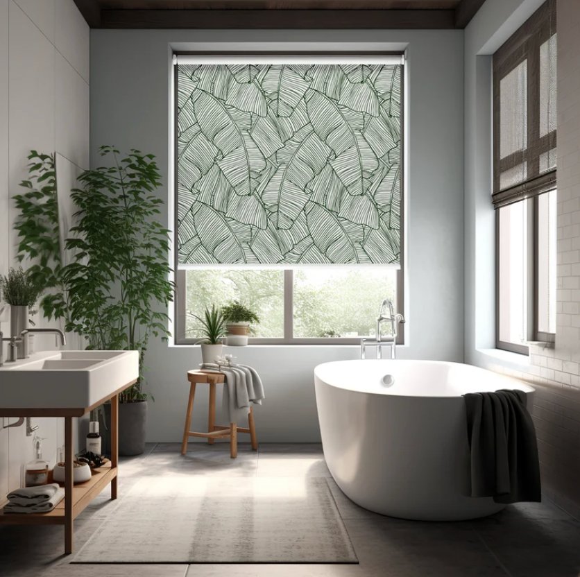 Green Banana Leaves Roller Blinds - Roller Shade Creative