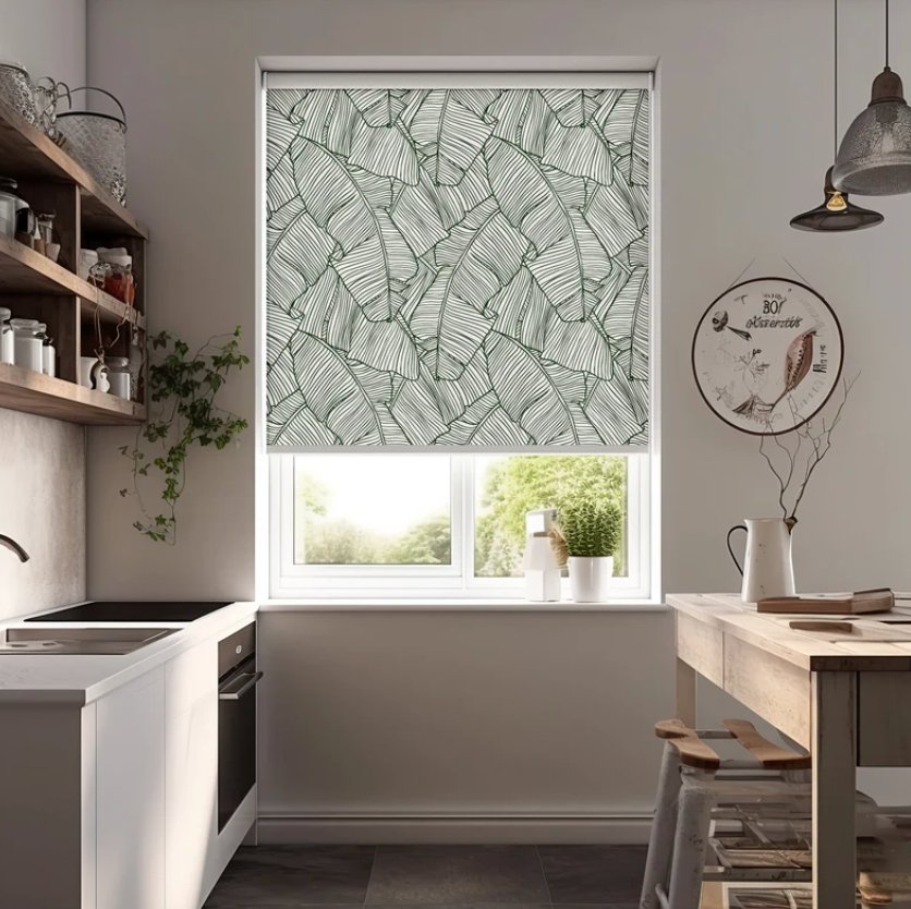 Green Banana Leaves Roller Blinds - Roller Shade Creative