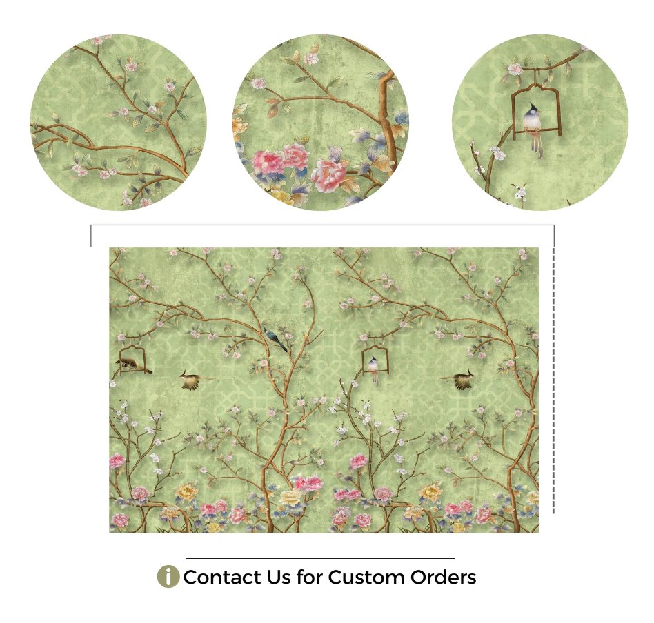 Green Chinoiserie Roller Blinds - Roller Shade Creative