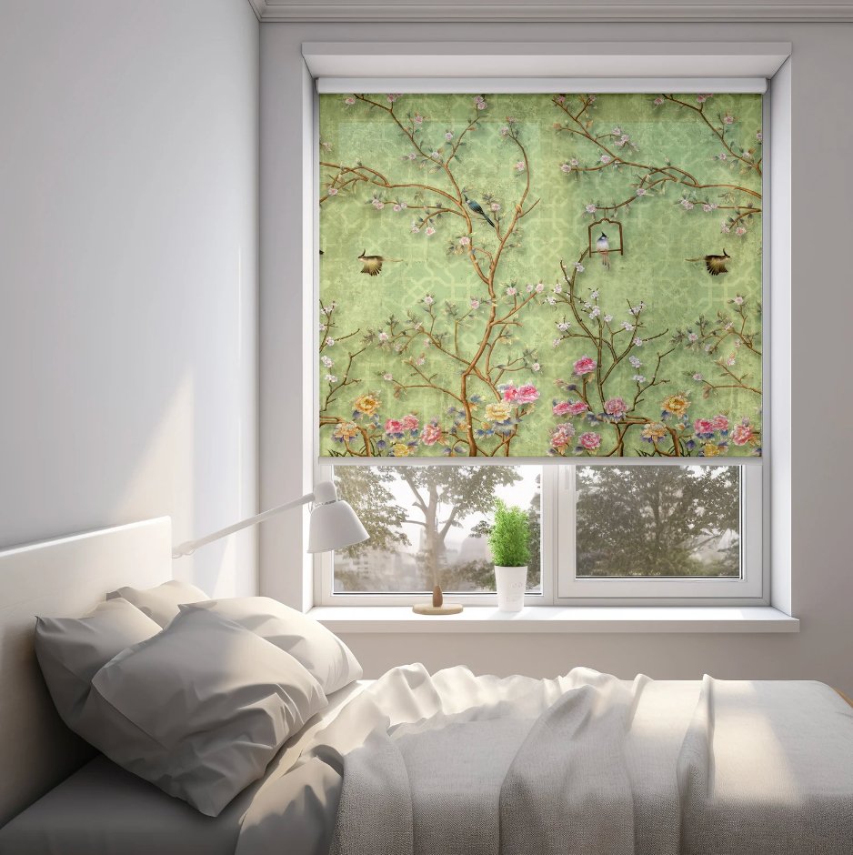 Green Chinoiserie Roller Blinds - Roller Shade Creative