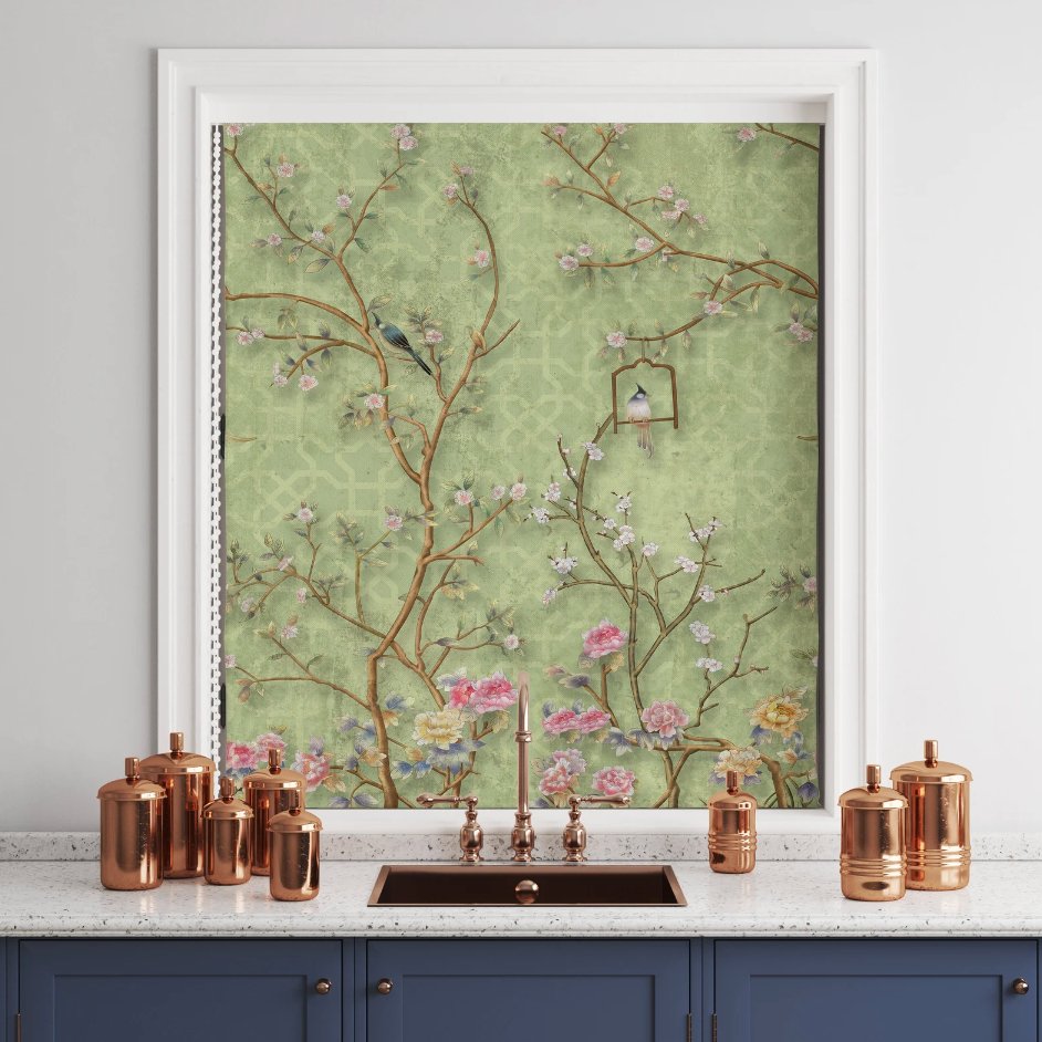 Green Chinoiserie Roller Blinds - Roller Shade Creative