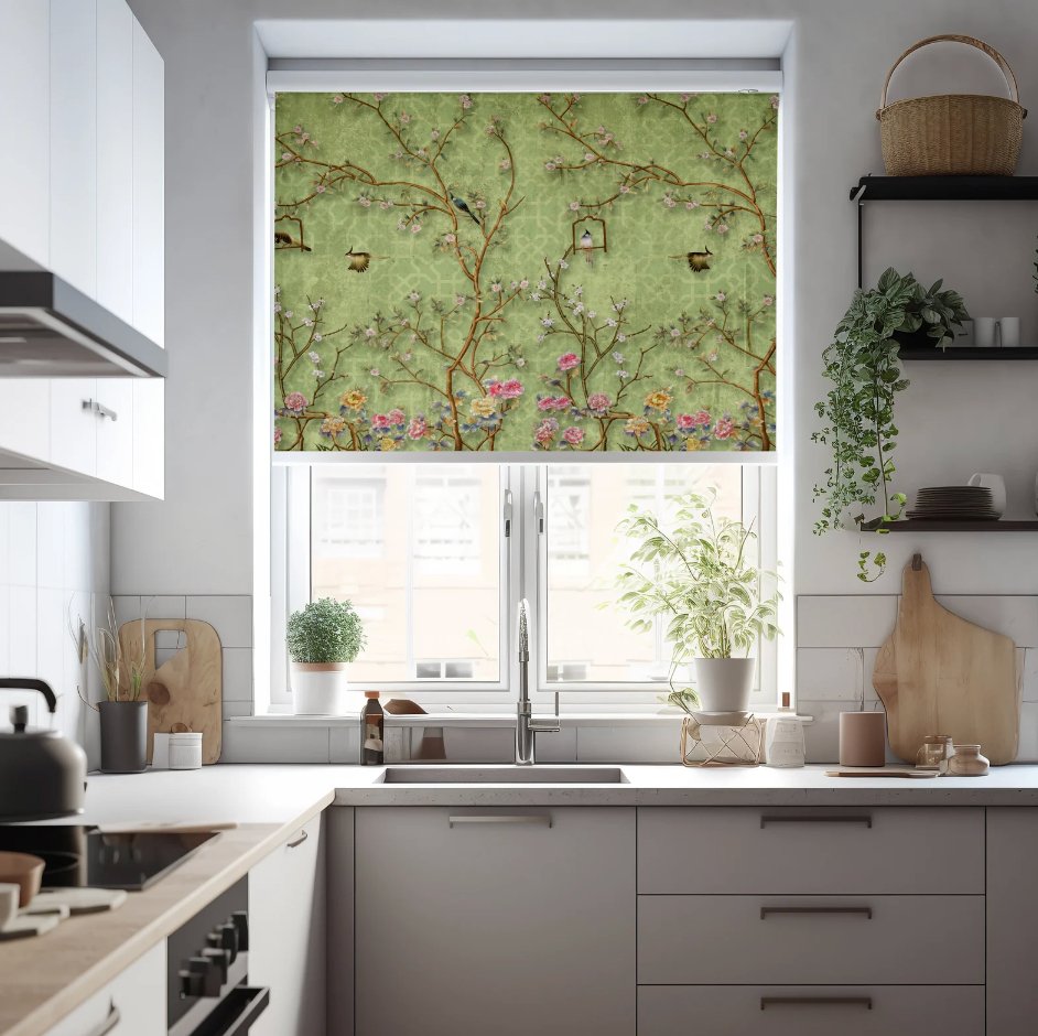 Green Chinoiserie Roller Blinds - Roller Shade Creative