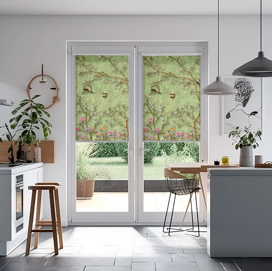 Green Chinoiserie Roller Blinds - Roller Shade Creative