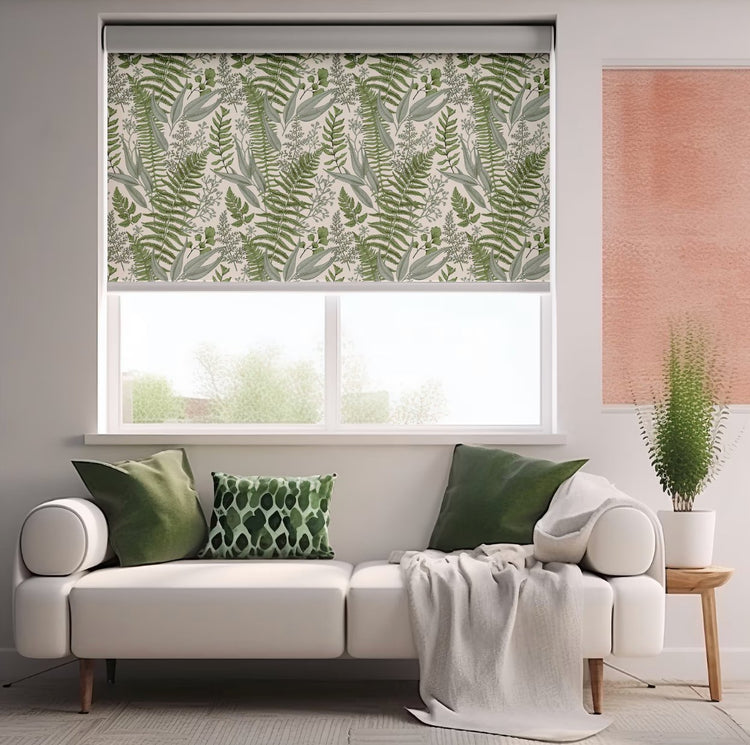 Green Fern Botanical Roller Shade - Roller Shade Creative