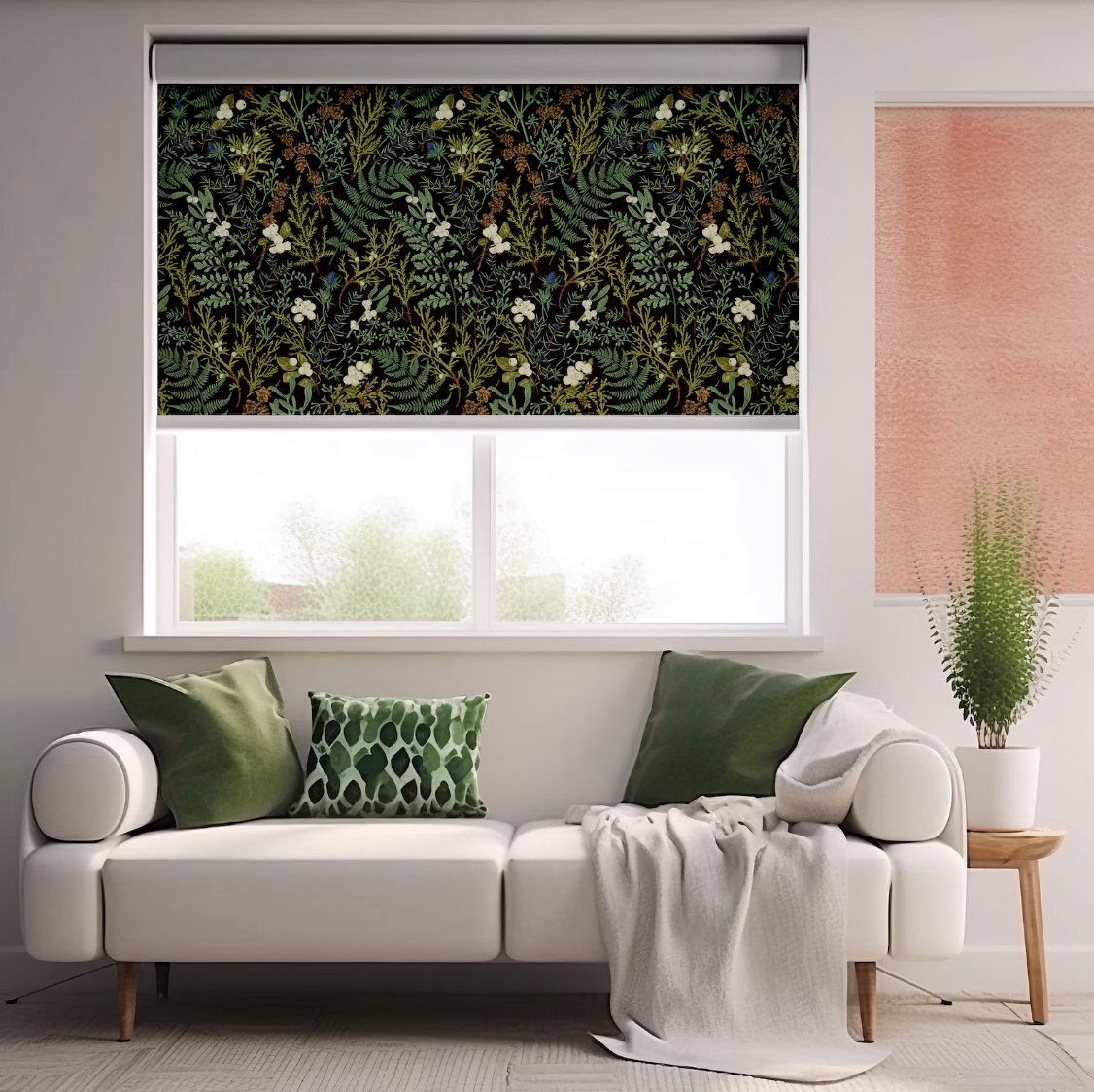 Green Fern Botanical Roller Shades - Roller Shade Creative