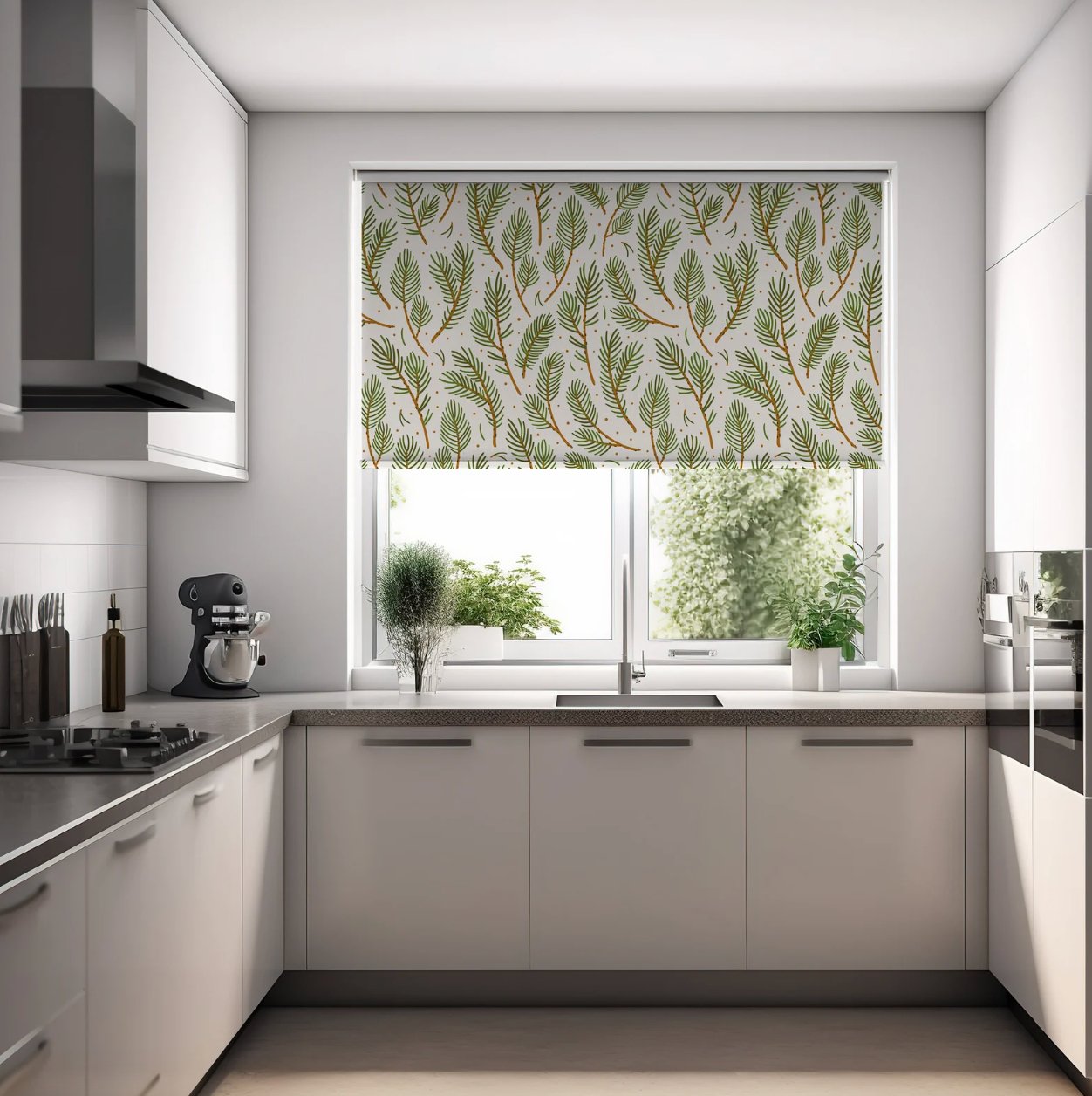 Green Fern Botanical Window Shade - Roller Shade Creative