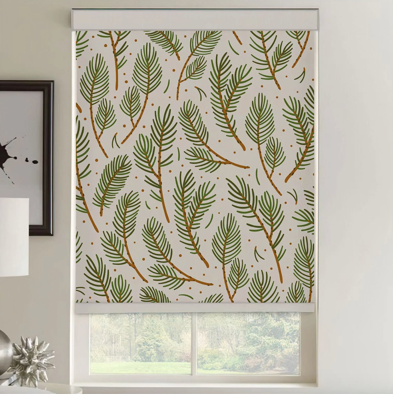 Green Fern Botanical Window Shade - Roller Shade Creative