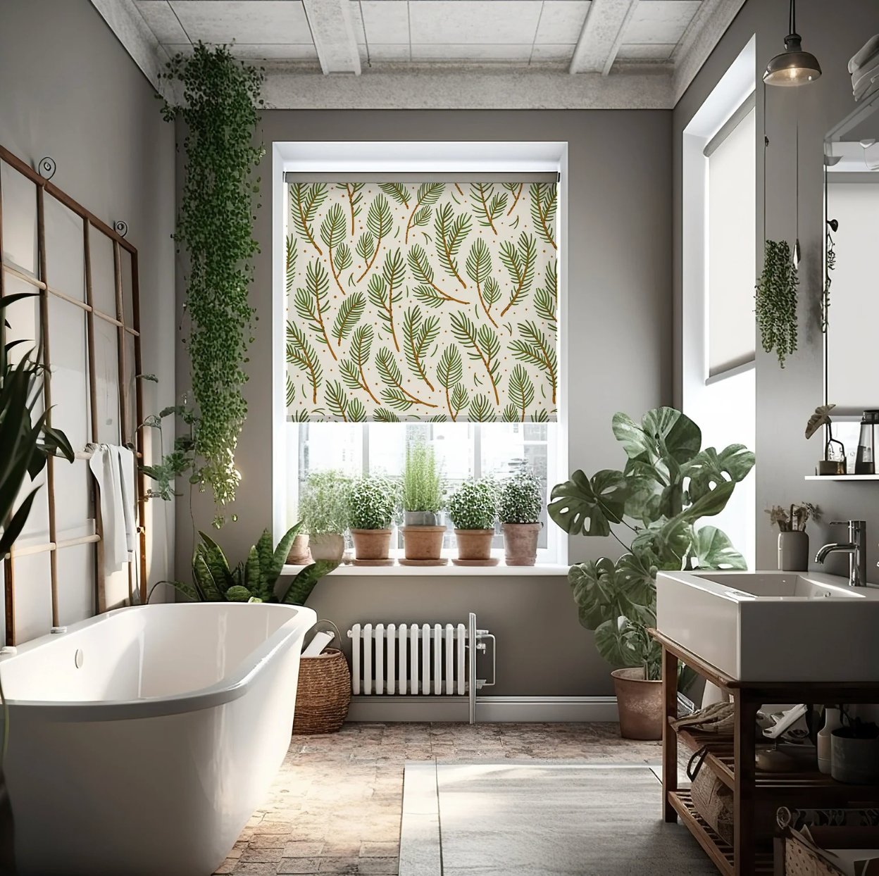 Green Fern Botanical Window Shade - Roller Shade Creative