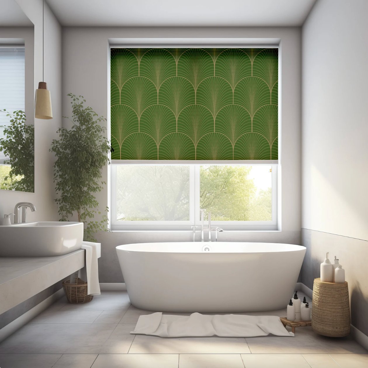 Green Geometric Roller Blinds - Roller Shade Creative