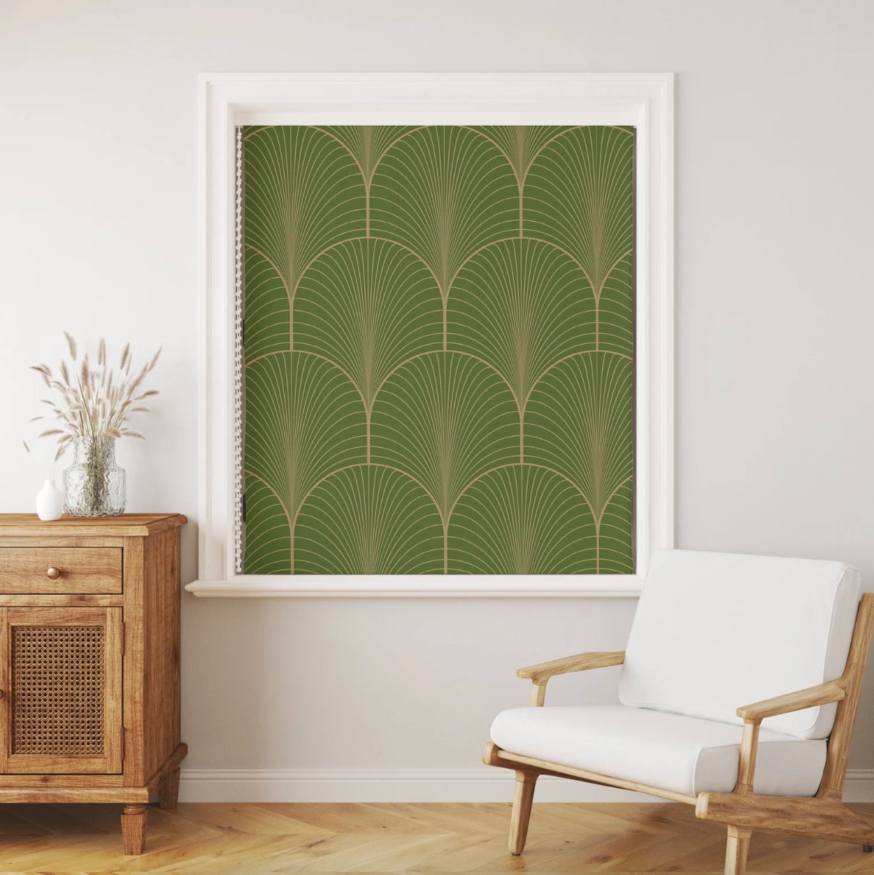 Green Geometric Roller Blinds - Roller Shade Creative