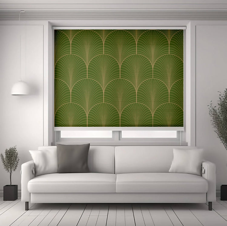 Green Geometric Roller Blinds - Roller Shade Creative