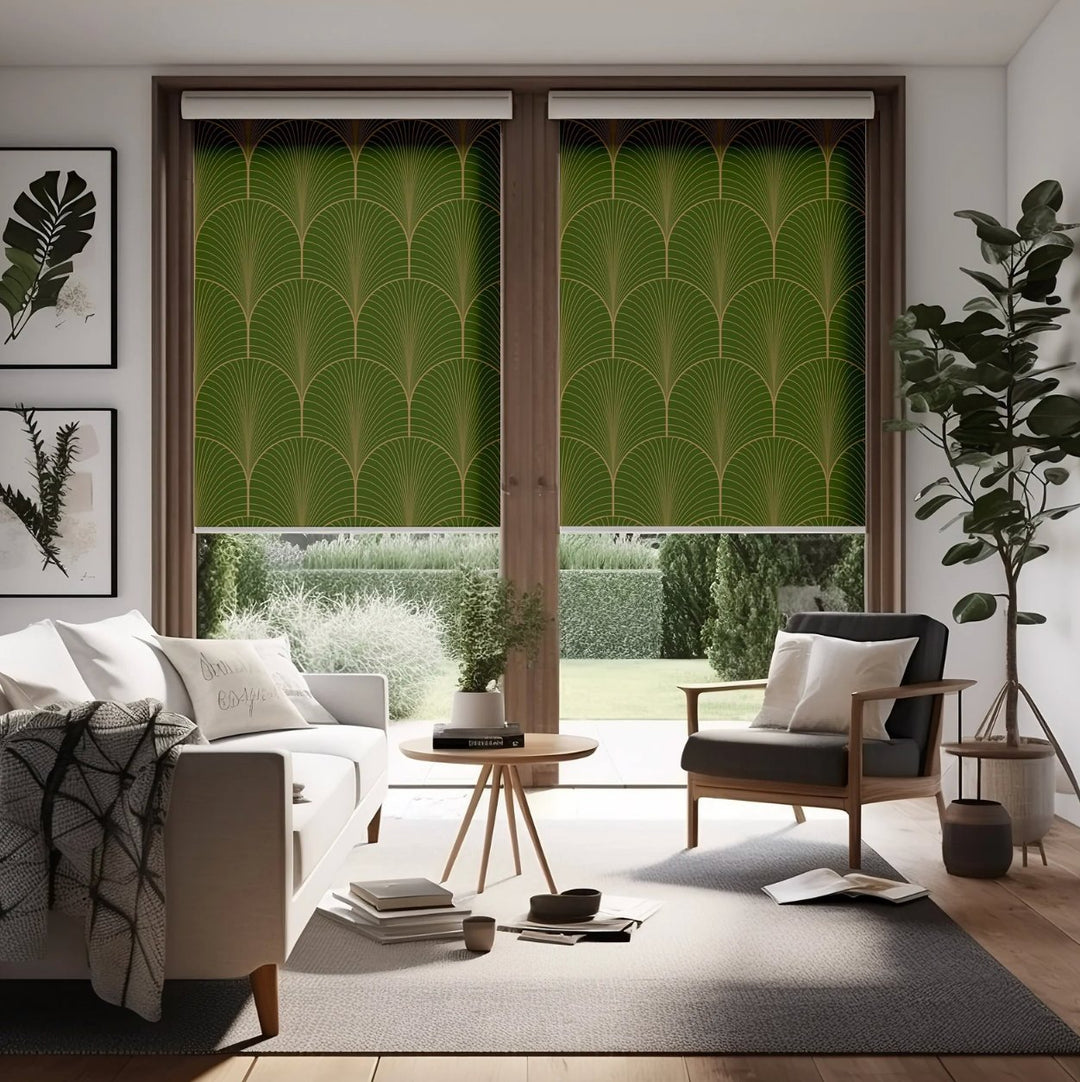 Green Geometric Roller Blinds - Roller Shade Creative