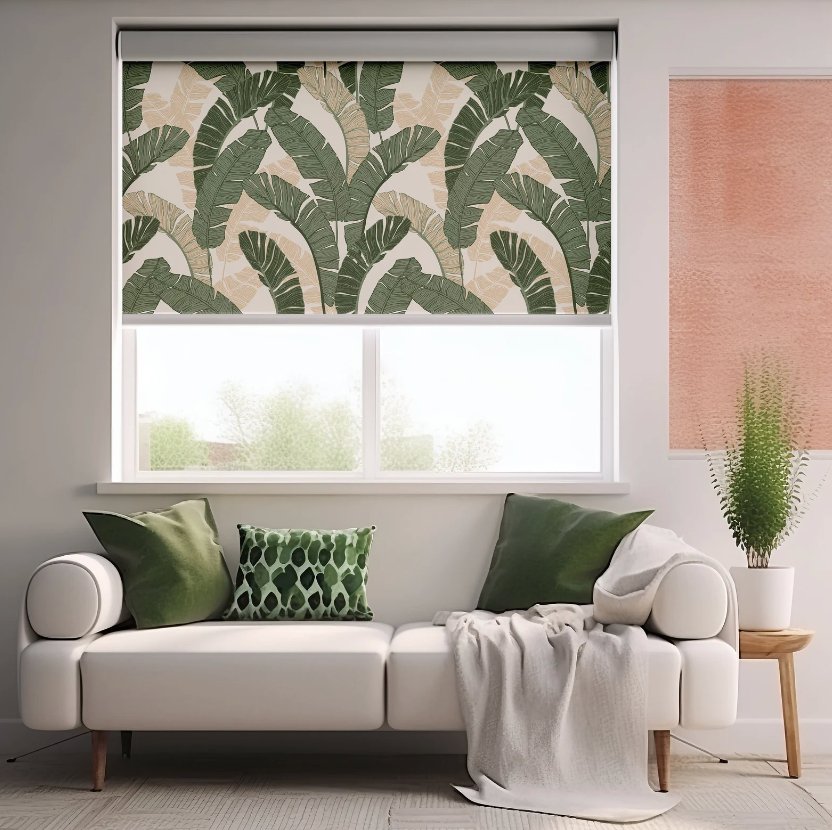 Large Banana Leaves Roller Shade - Roller Shade Creative