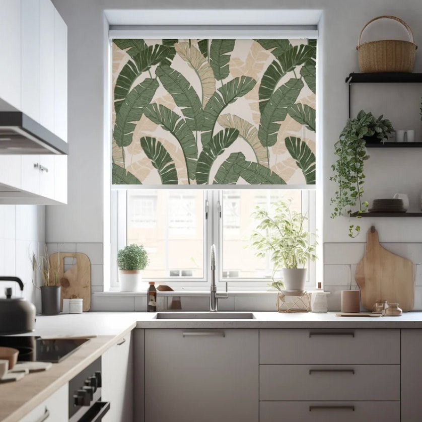 Large Banana Leaves Roller Shade - Roller Shade Creative