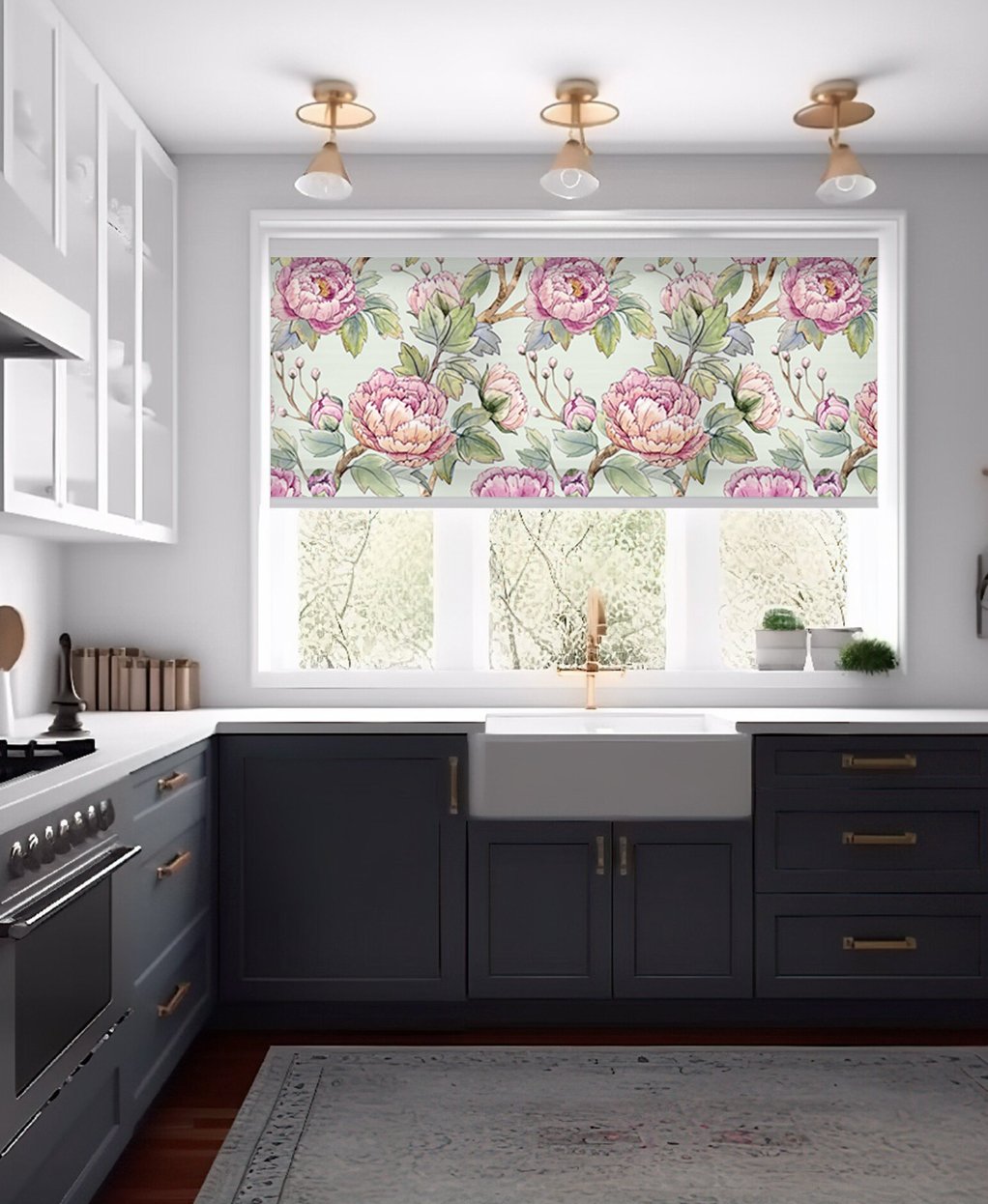 Large Flowers Roller Shades - Roller Shade Creative