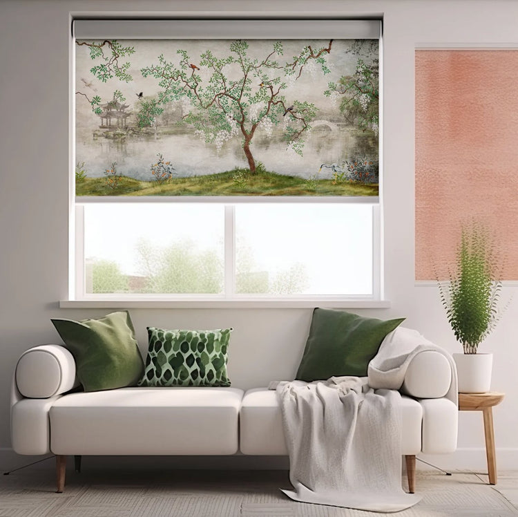 Lonely Tree Painting Roller Shade - Roller Shade Creative