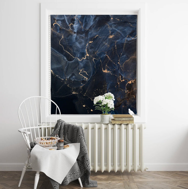 Navy Blue Marble Roller Shades - Roller Shade Creative