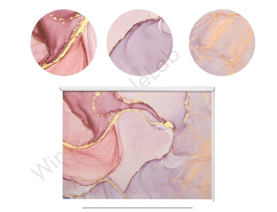 Pink Golden Marble Window Shades - Roller Shade Creative