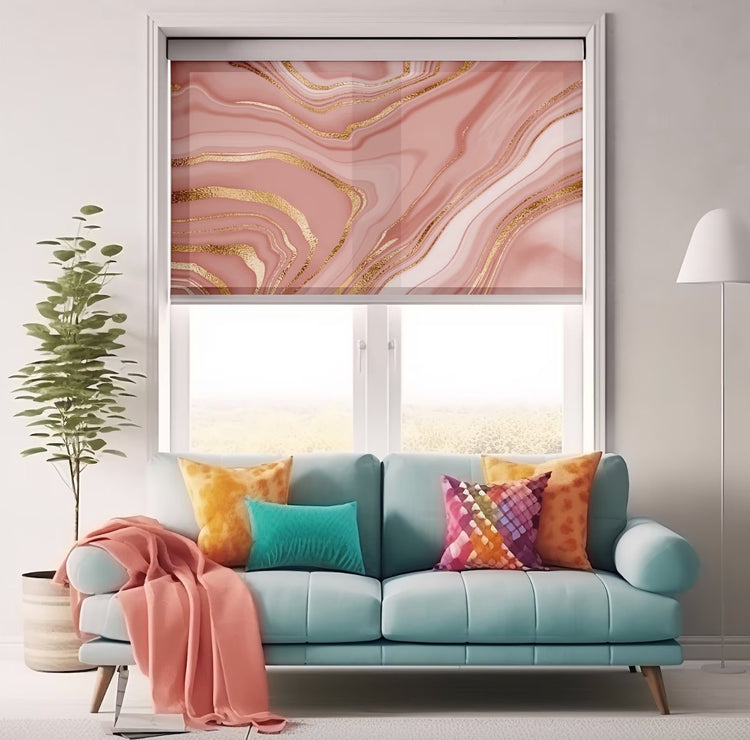 Pink Golden Roller Shades - Roller Shade Creative