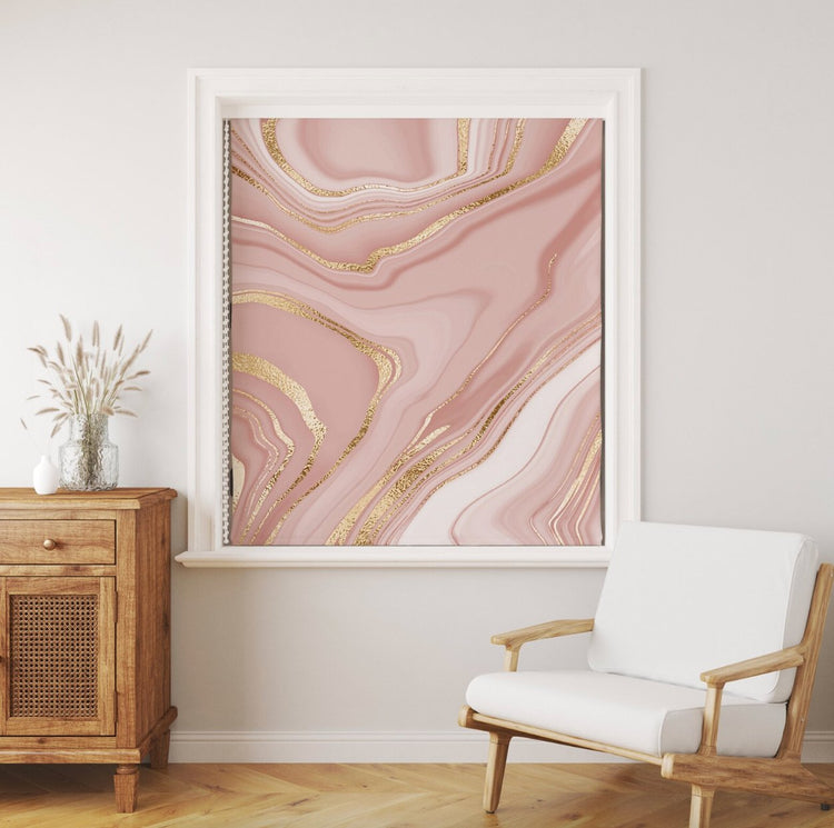 Pink Golden Roller Shades - Roller Shade Creative