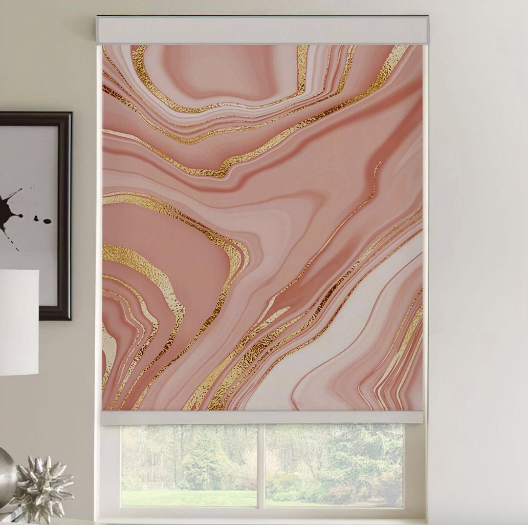 Pink Golden Roller Shades - Roller Shade Creative