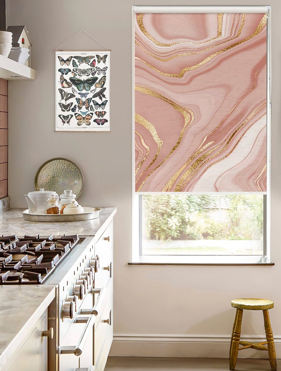 Pink Golden Roller Shades - Roller Shade Creative