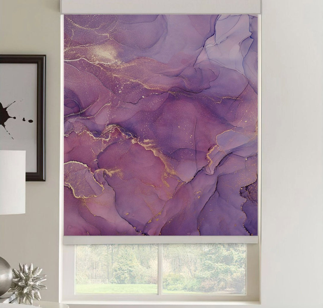 Purple Marble Window Shades - Roller Shade Creative