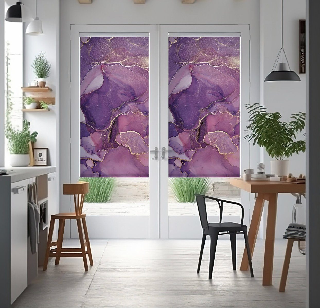 Purple Marble Window Shades - Roller Shade Creative