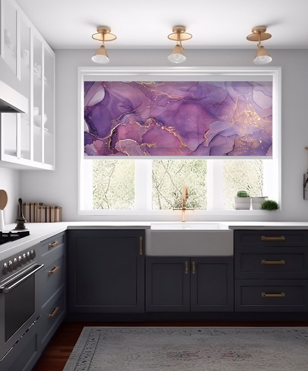 Purple Marble Window Shades - Roller Shade Creative