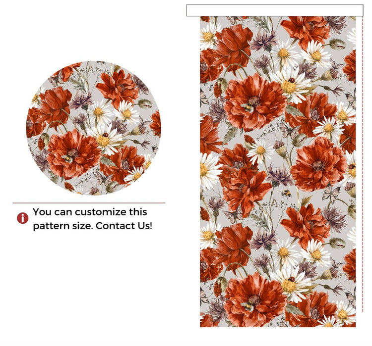 Red Peony Floral Roller Shade - Roller Shade Creative