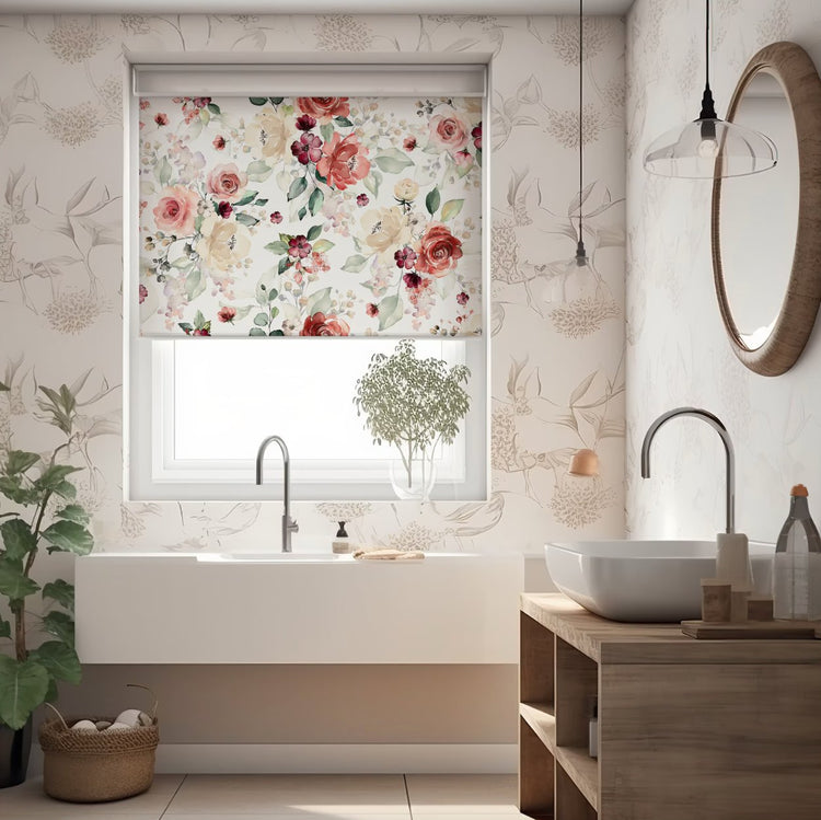 Red Peony Flowers Roller Shade - Roller Shade Creative