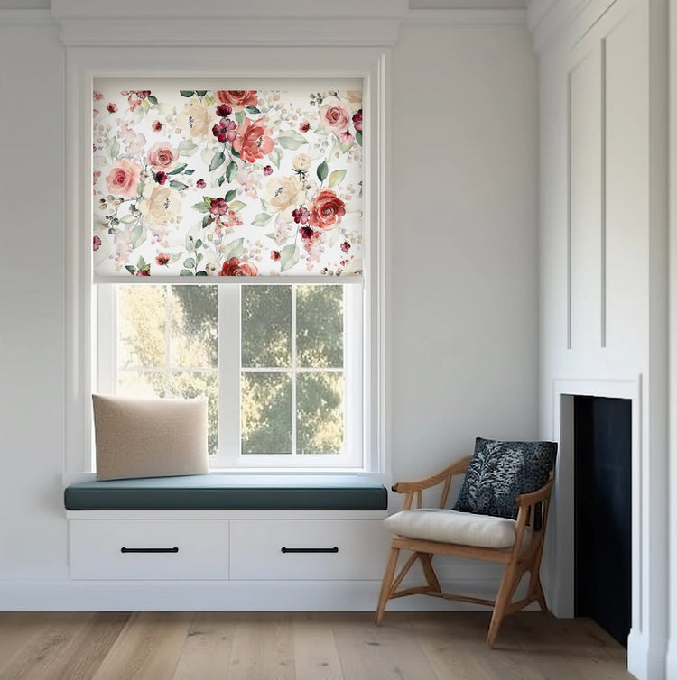 Red Peony Flowers Roller Shade - Roller Shade Creative