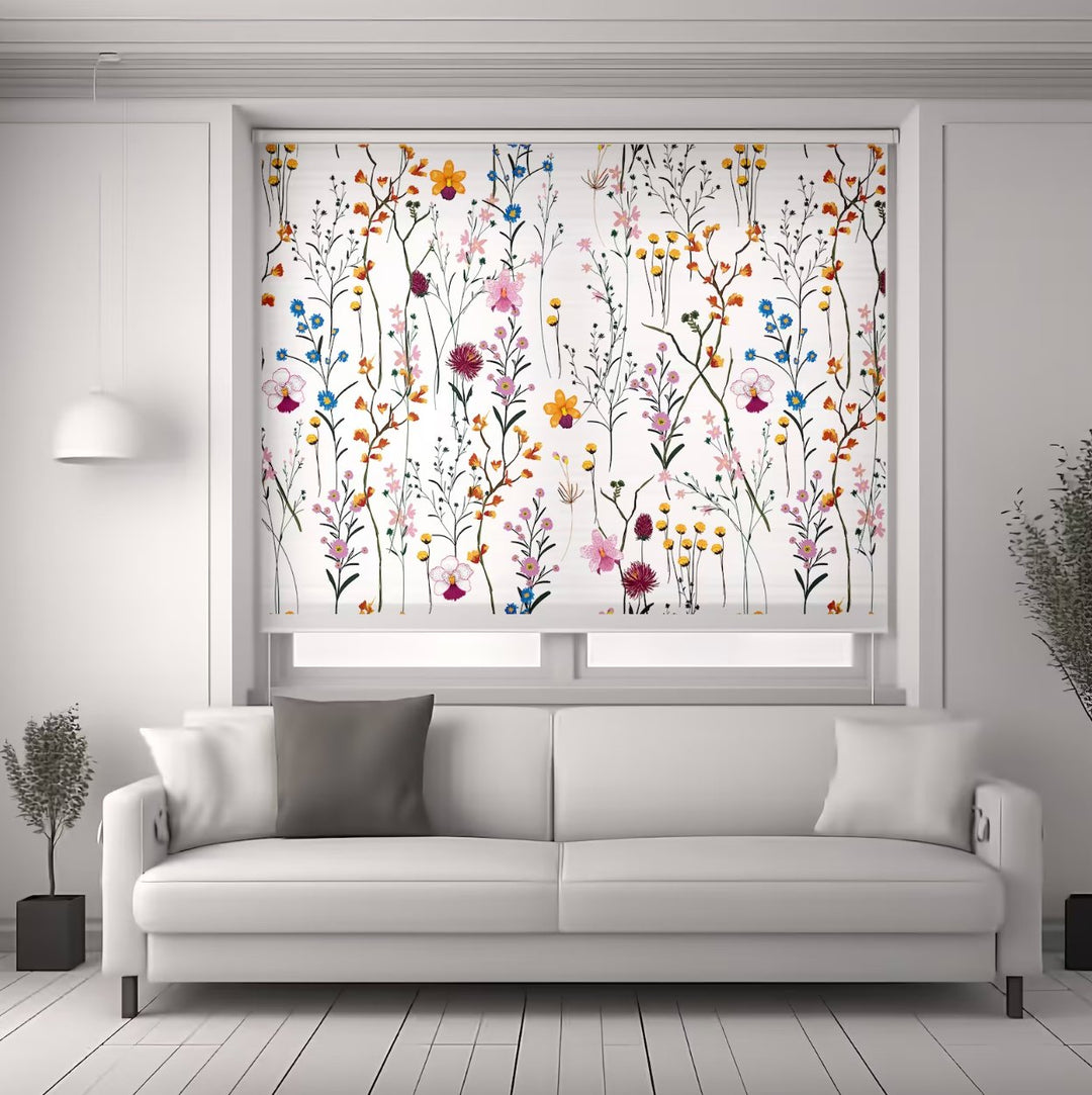 Scandinavian Floral Window Shades - Roller Shade Creative