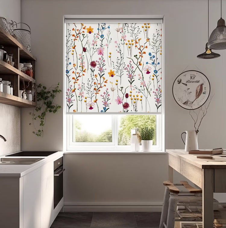 Scandinavian Floral Window Shades - Roller Shade Creative