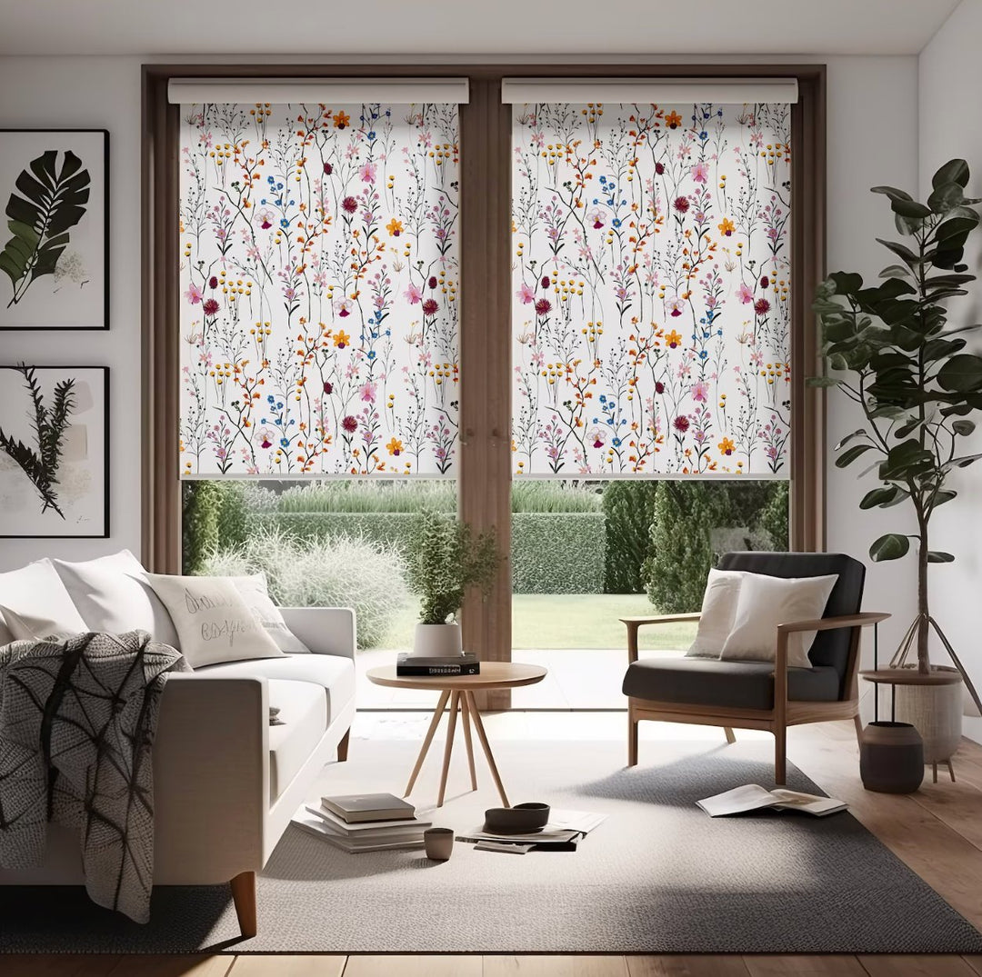 Scandinavian Floral Window Shades - Roller Shade Creative