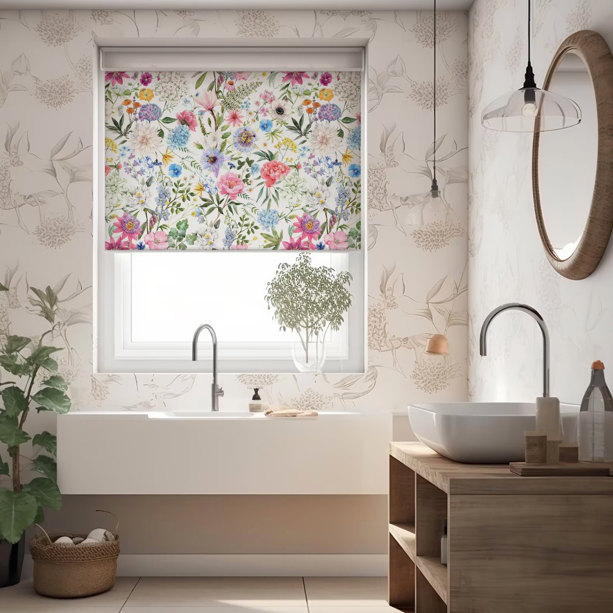 Summer Flowers Roller Shade - Roller Shade Creative