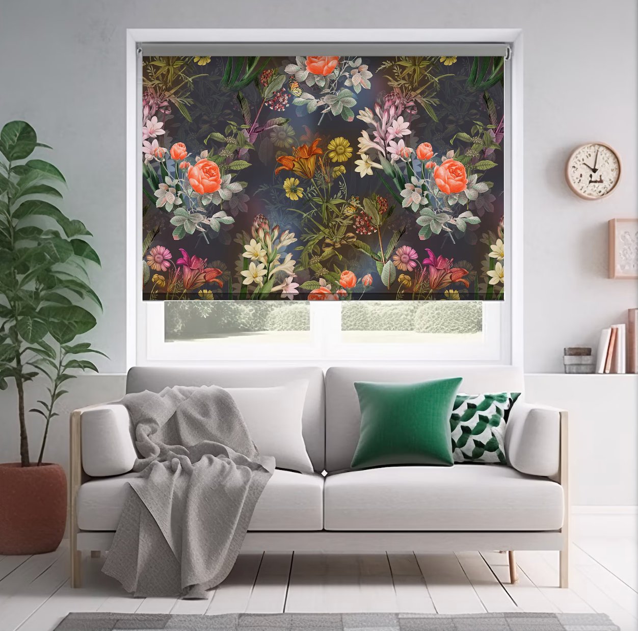 Watercolor Flowers Roller Blind - Roller Shade Creative