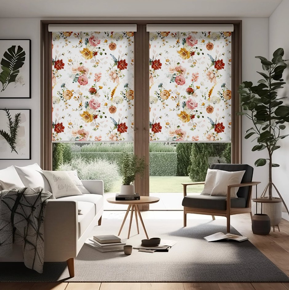 Watercolor Flowers Roller Shade - Roller Shade Creative