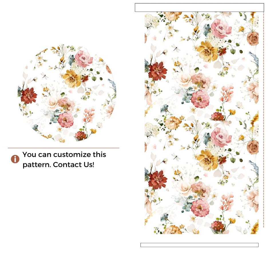 Watercolor Flowers Roller Shade - Roller Shade Creative