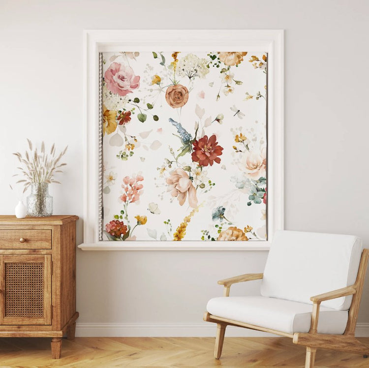 Watercolor Flowers Roller Shade - Roller Shade Creative