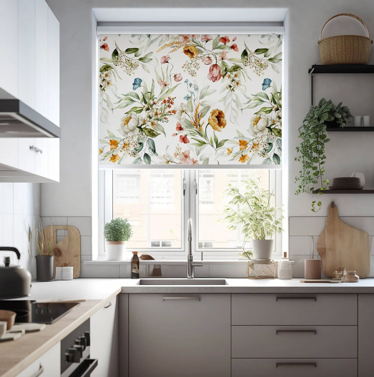 Watercolor Peony Floral Window Shades - Roller Shade Creative