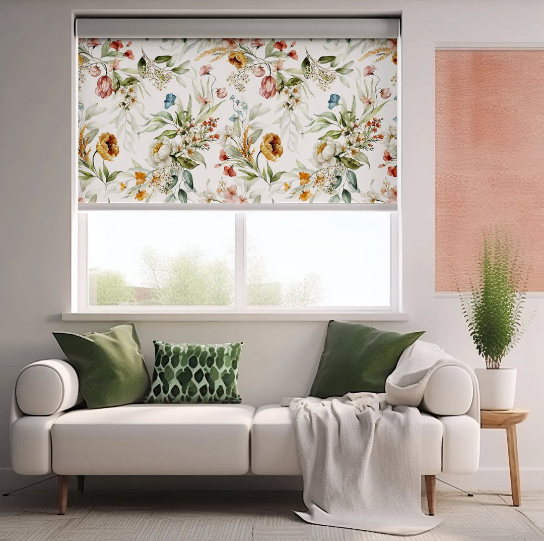 Watercolor Peony Floral Window Shades - Roller Shade Creative