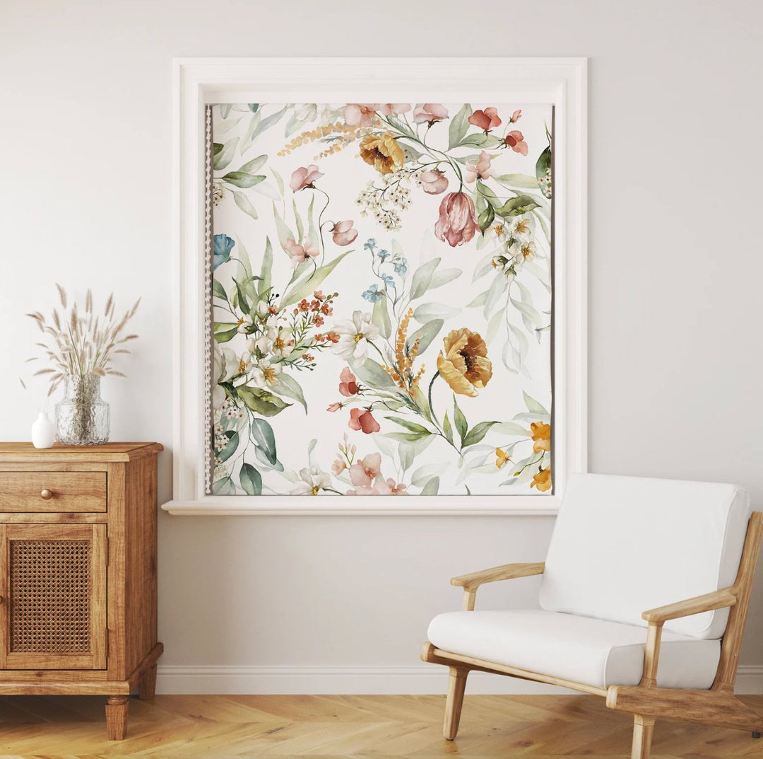 Watercolor Peony Floral Window Shades - Roller Shade Creative