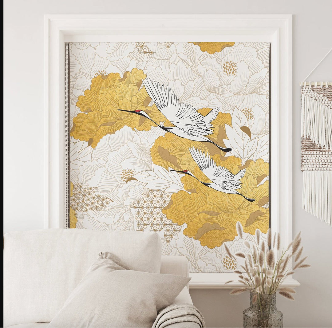 Yellow Chinoiserie Roller Shade - Roller Shade Creative