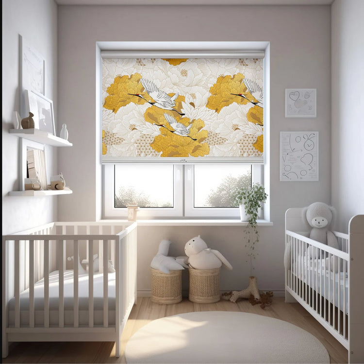 Yellow Chinoiserie Roller Shade - Roller Shade Creative